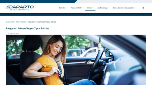 Webcapture/Screenshot der Webseite https://www.daparto.de/info/ratgeber-fahranfaenger/